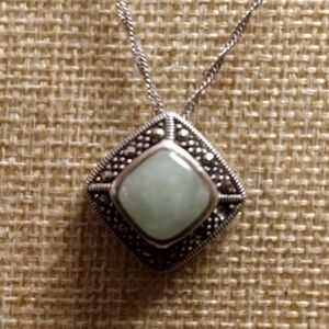JADE STERLING MARCHASITE NECKLACE